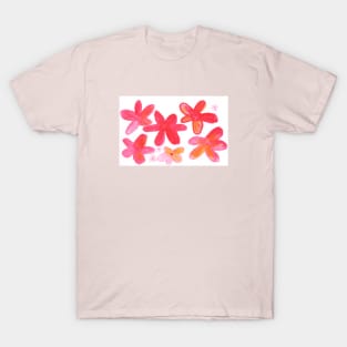 red floral watercolor pattern T-Shirt